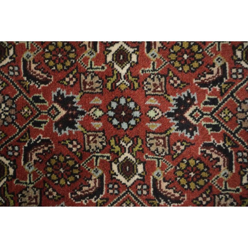 Hand Knotted Oriental 100% Wool Carpet Traditional Geometric Red Bidjar Area Rug - 9' 10'' X 6' 6''
