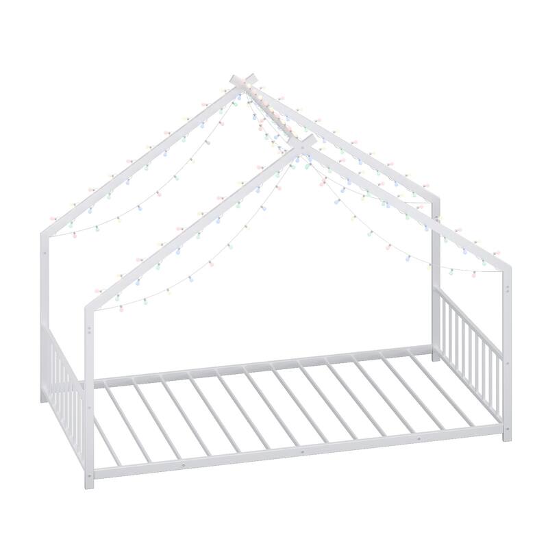 Children's bed frame with LED light strips