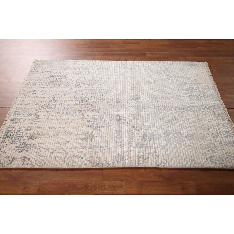 All-Over Abstract Oriental Accent Rug Handmade Wool Carpet - 3'11"x 5'8"