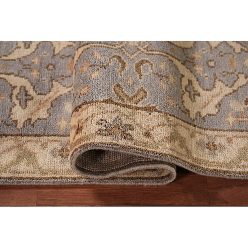 Gray Oushak Oriental Runner Rug Hand-Knotted Wool Carpet - 2'8" x 8'4"