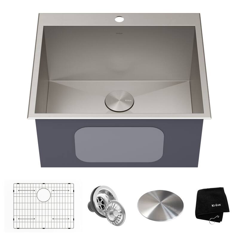 Kraus Standart PRO 25" Drop-In Single Basin Stainless Steel Kitchen - Stainless Steel