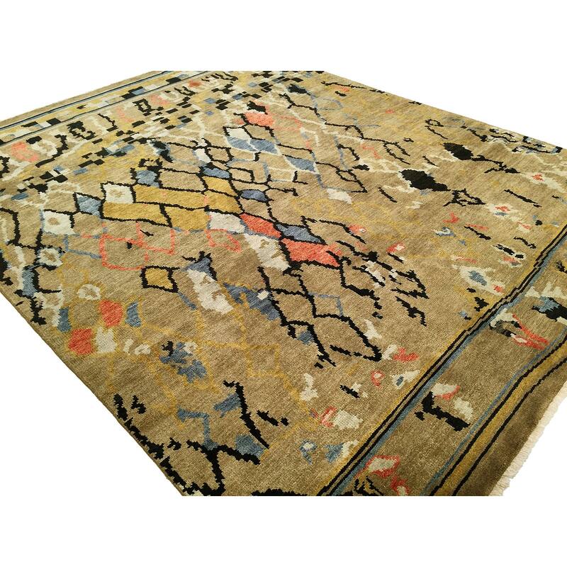 Transitional Hand-Knotted Wool Area Rug