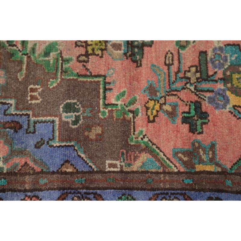 Hand Knotted Oriental 100% Wool Carpet Traditional Floral Pink Hamedan Runner Rug - 8' 10'' X 3' 1''