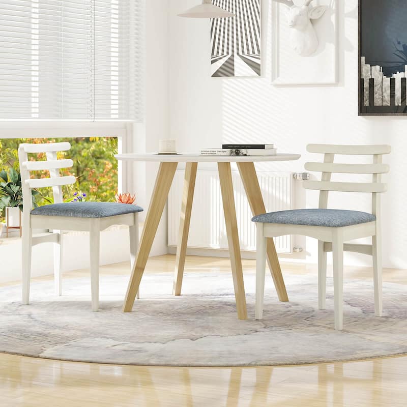 Costway Dining Chairs Set of 2/4 with Rubber Wood Frame Padded Seat &