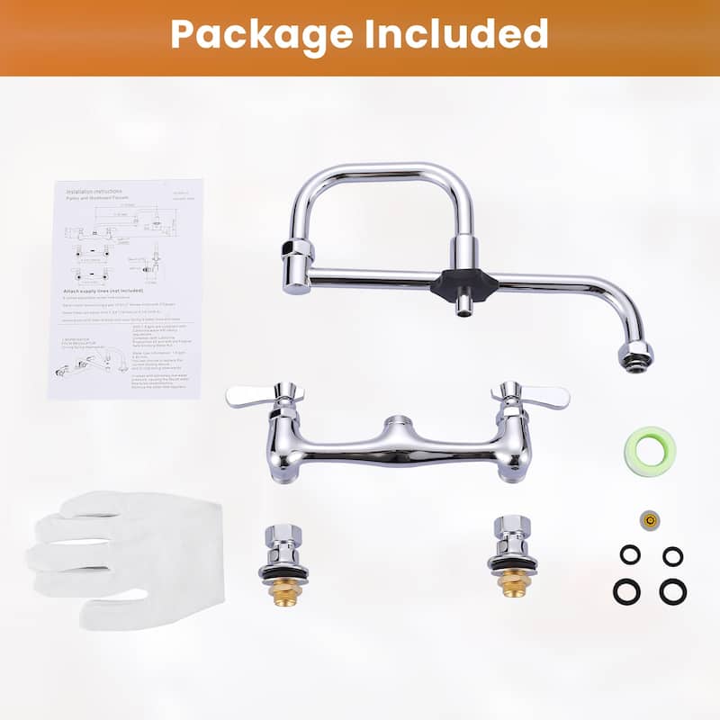 WOWOW Double Handle Wall Mount Standard Kitchen Faucet
