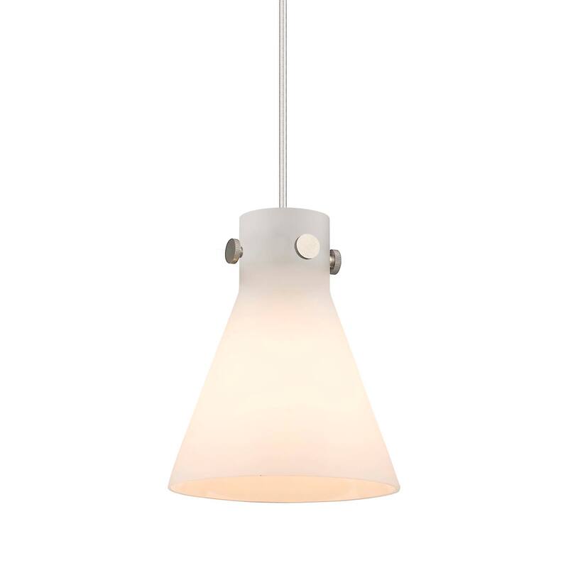 Innovations Lighting 410-1PS-10-8 Newton Cone Pendant Newton Cone 8" - Satin Nickel / Matte White