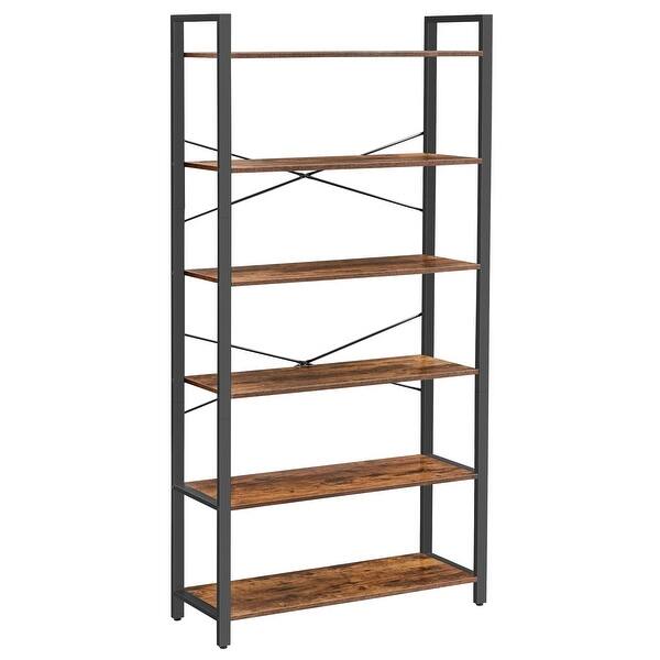 6Tier Bookshelf, Home Office Bookcase, Storage Rack with Steel Frame