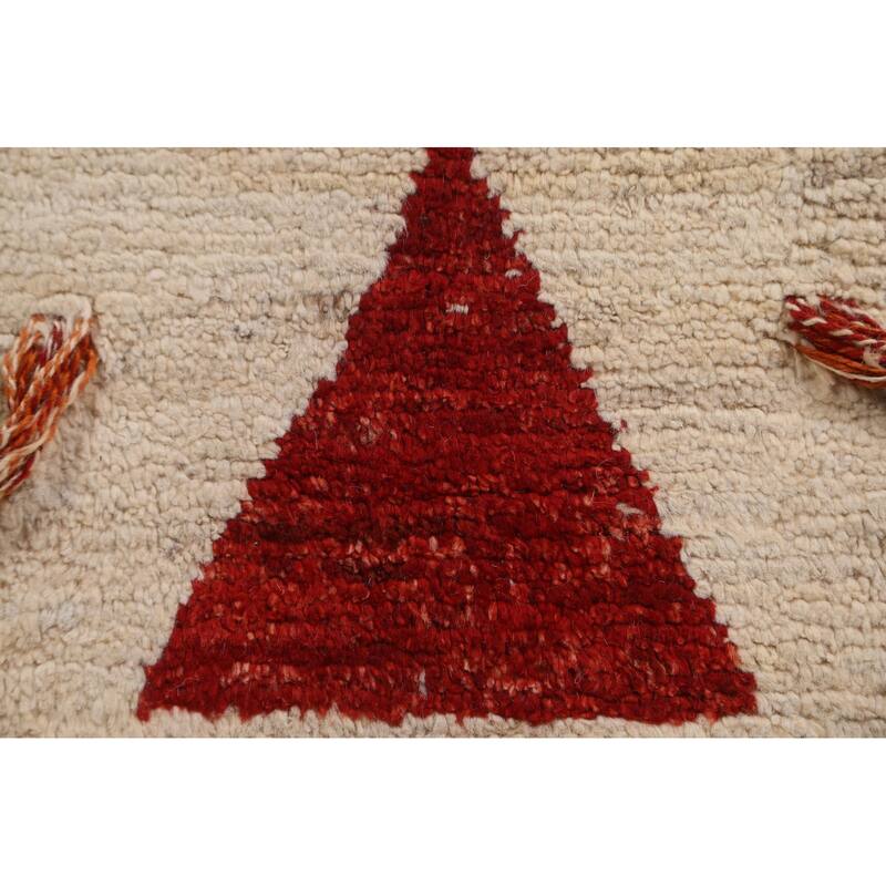Hand Knotted Oriental 100% Wool Carpet Modern Tribal Beige & Ivories Moroccan Area Rug - 9' 11'' X 6' 10''