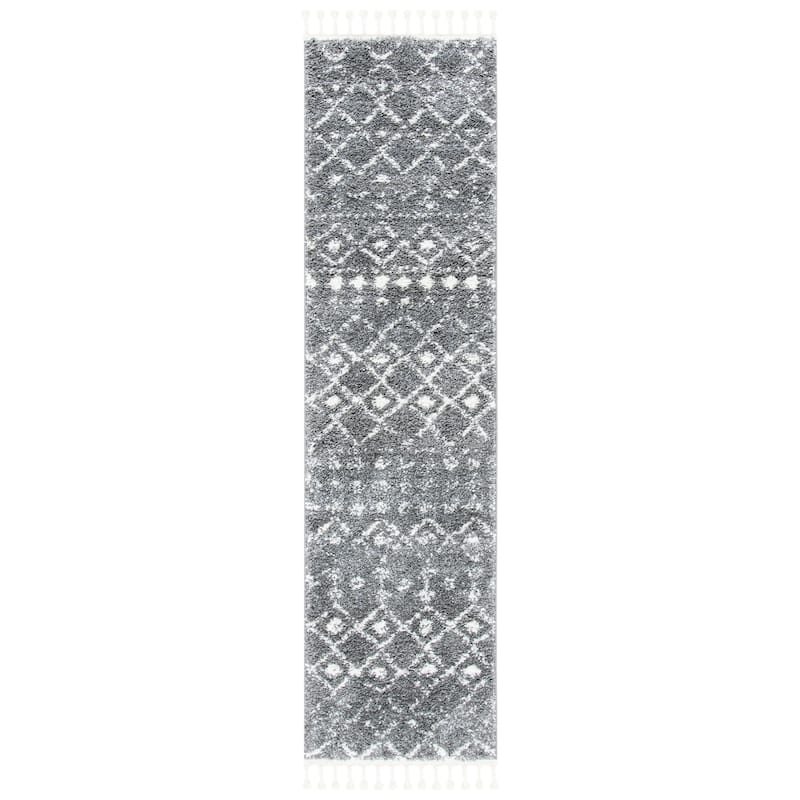 SAFAVIEH Berber Fringe Dashurije Leatha Trellis Rug - 2'2" x 8' Runner