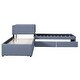preview thumbnail 13 of 14, L-Shaped Upholstered Twin Platform Bed with Trundle, 2-Drawers, Built-in Desk, Convertible Design, Solid Wood Frame, Grey