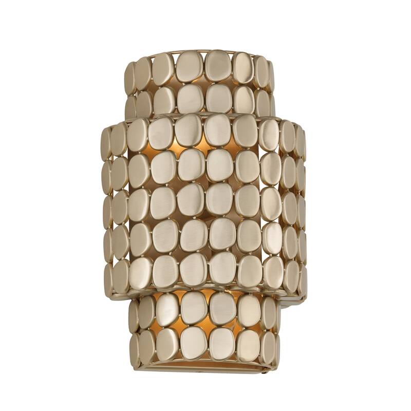 10.25" W x 14.75" H Flush Mount Medallion Wall Sconce - 9.75"W x 14.25"H x 6"E - Champagne Brass