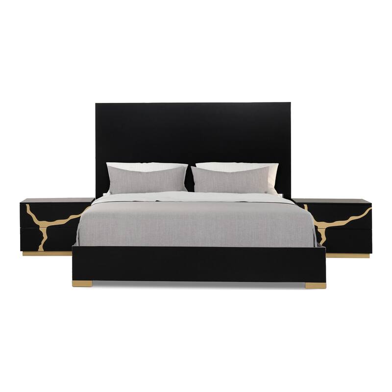Furniture of America Kismet Modern 3-Piece Black Wood Platform Bedroom Set