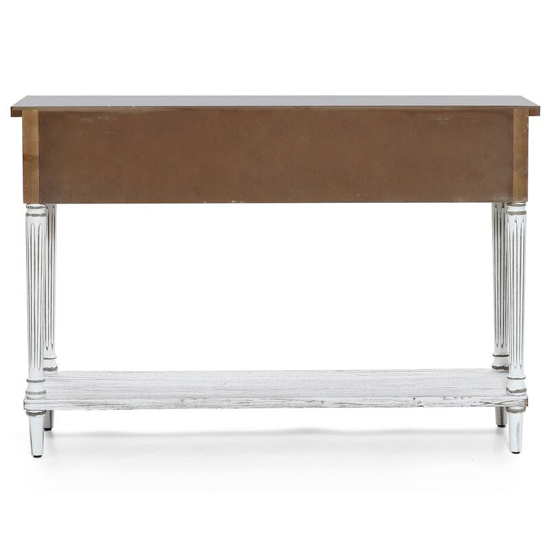 Farmhouse Distressed Wood and Metal 3-Drawer Console Table