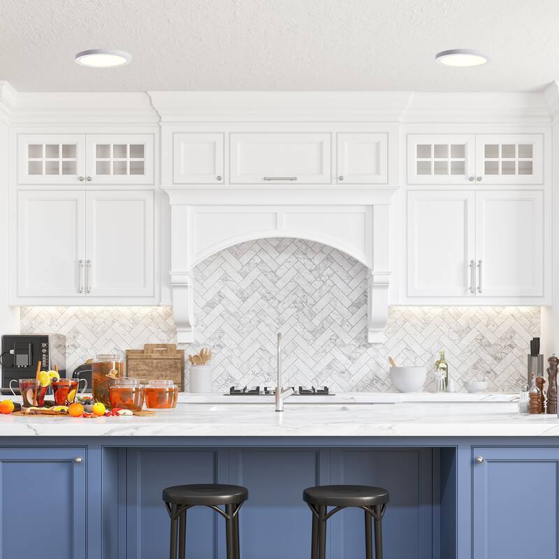 White Round Flat 3000K 4000K 5000K Integrated LED Flush Mount Ceiling Light Disk Light for Hallway Living Room