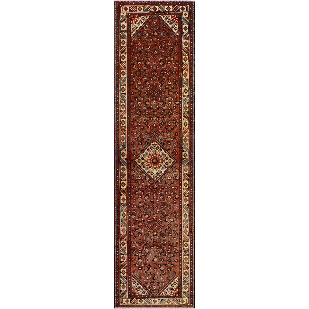 Fine Vintage Distressed Aryan Rust/Ivory Runner - 3'8" x 15'0"