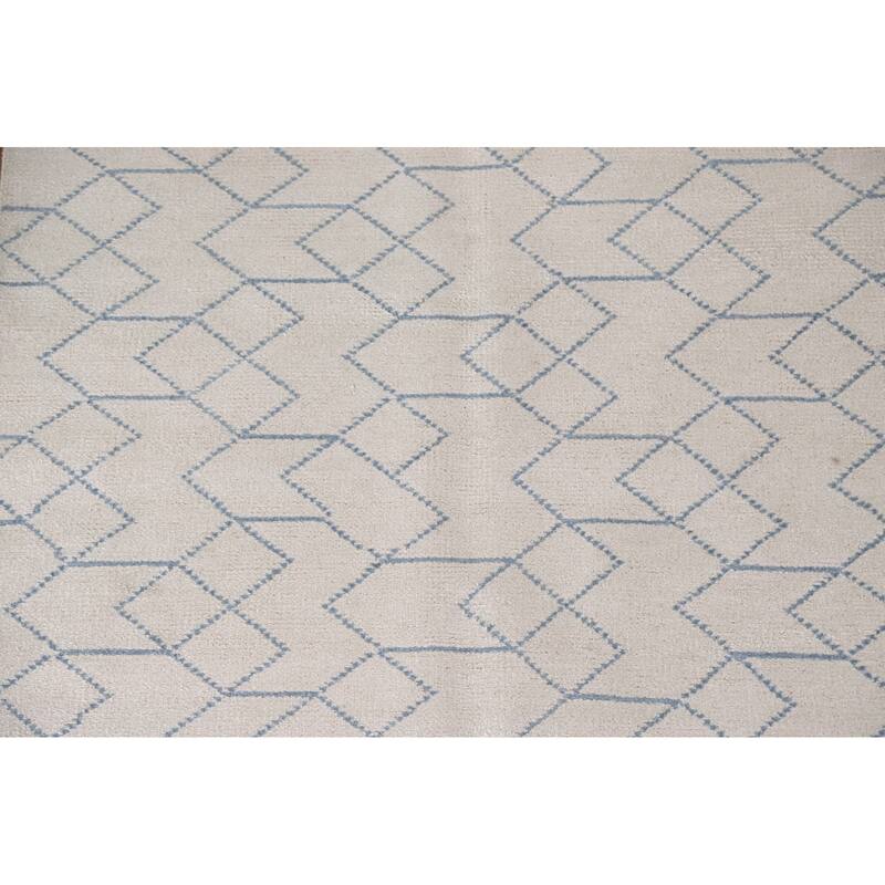 All-Over Trellis Moroccan Oriental Area Rug Hand-Knotted Wool Carpet - 5'1"x 8'0"