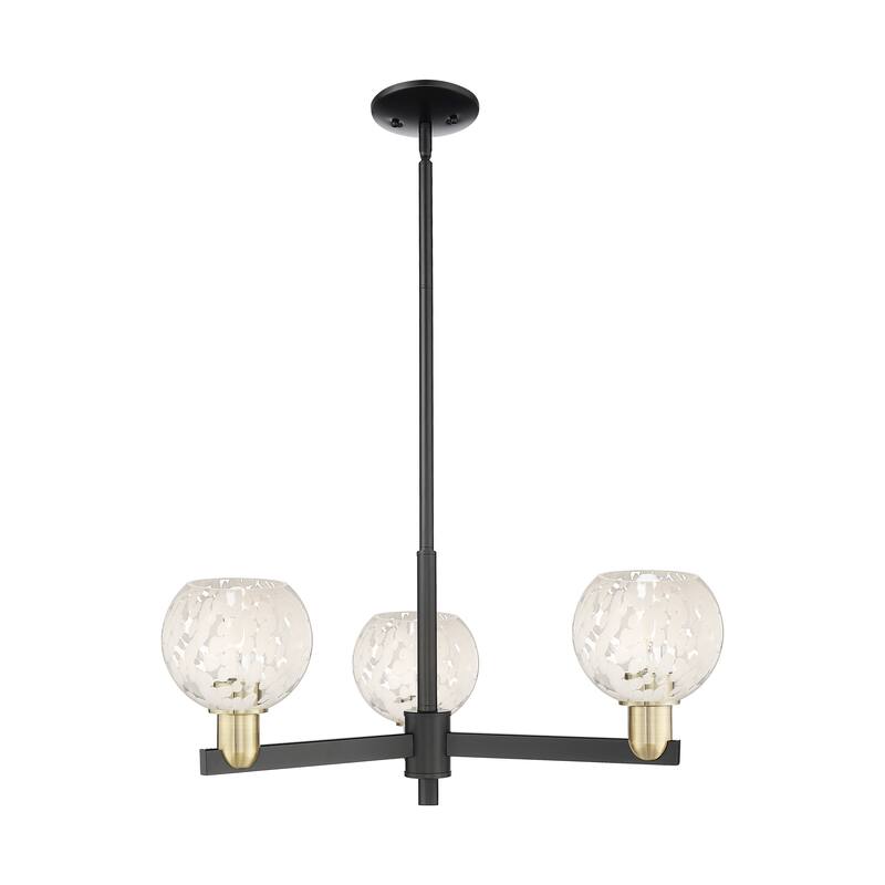 Innovations Lighting Endless Possibilities Arcadia - White Mouchette - 3 Light 28" Stem Hung Chandelier - Black Antique Brass