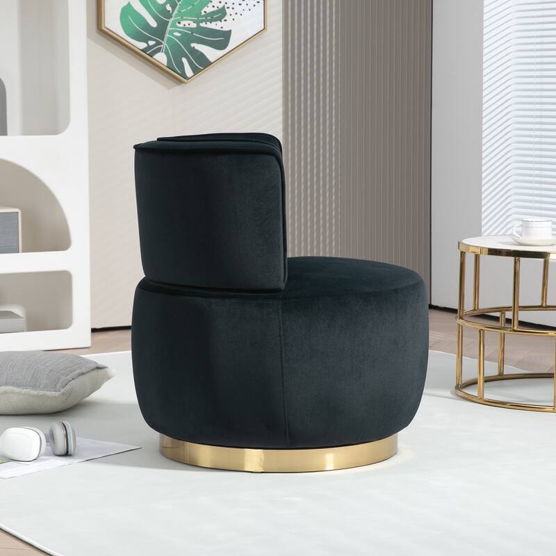 Black 25.2" Upholstered 360° Swivel Barrel Chair