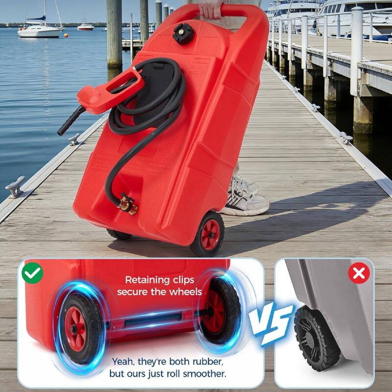 Upgraded 15-Gallon Gas Can & Fuel Tank with Manual Transfer Pump for Lawn Mowers, Tractors, Cars