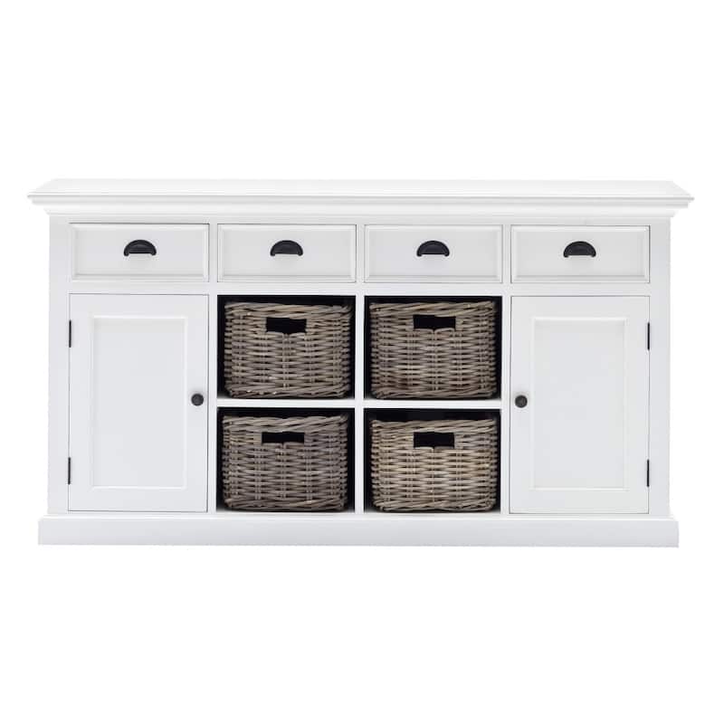 HomeRoots 63" White Solid Wood Four Drawer Sideboard with Two Doors - 62.99' X '33.46' X '19.69 - 62.99' X '33.46' X '19.69