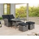preview thumbnail 4 of 12, Monaco All-Weather 4-Piece Set with Two-Seat Reclining Bench, 26"H Cocktail Table and Two Ottomans - Standard