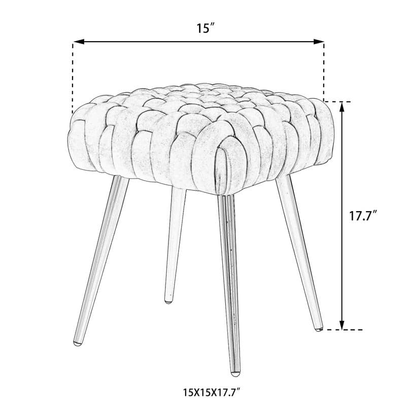 Adeco Knit Lines Ottoman Stool Seat for Living Room - Chairs Modern