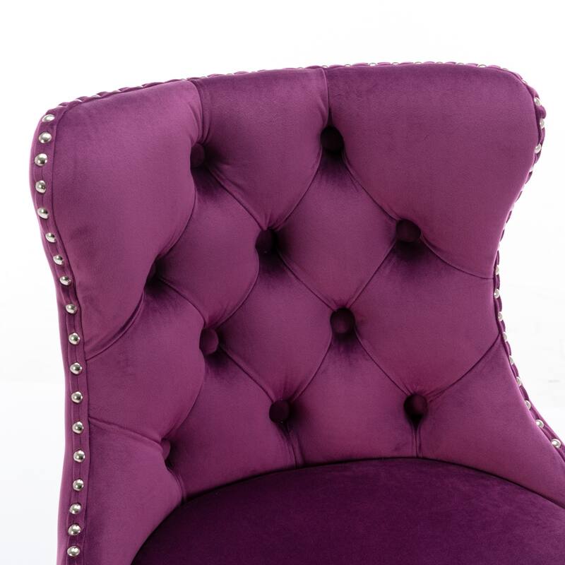 Set of 2 Swivel Velvet Tufted Adjusatble Seat Height Barstools