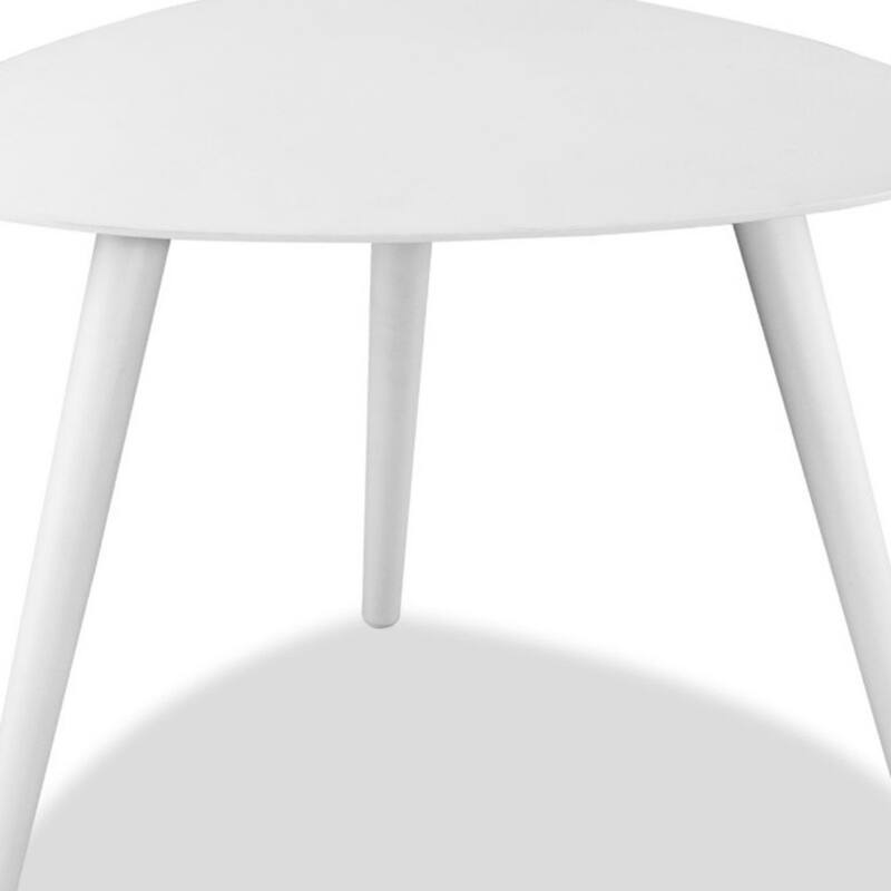 Small White Metal End Table Modern Triangle Side Table for Living Room - 17” x 19” x 14”