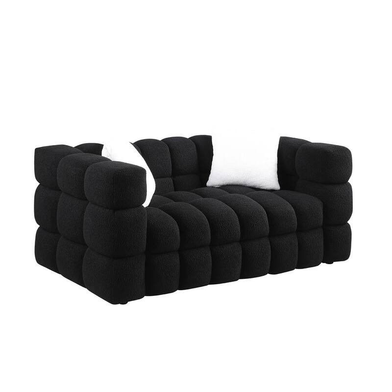 62.2" Boucle Marshmallow Sofa, 2-Seater with 35.8" Deep Seat, Human-Engineered Design for US Homes