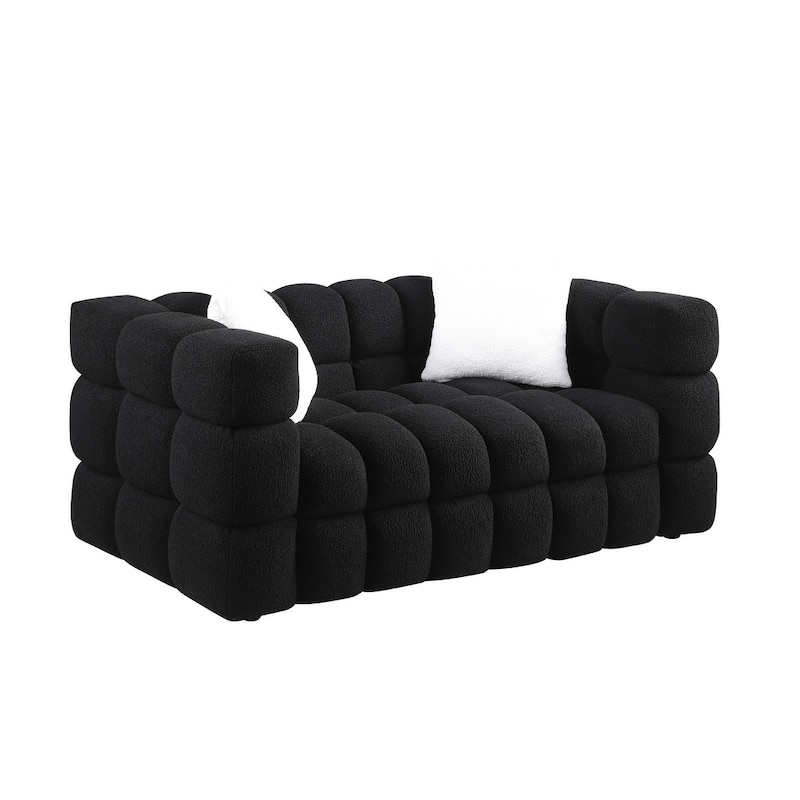 62.2length ,35.83" Deept,Human Body Structure,Marshmallow Sofa,Boucle Sofa,Black Color,2 Seater