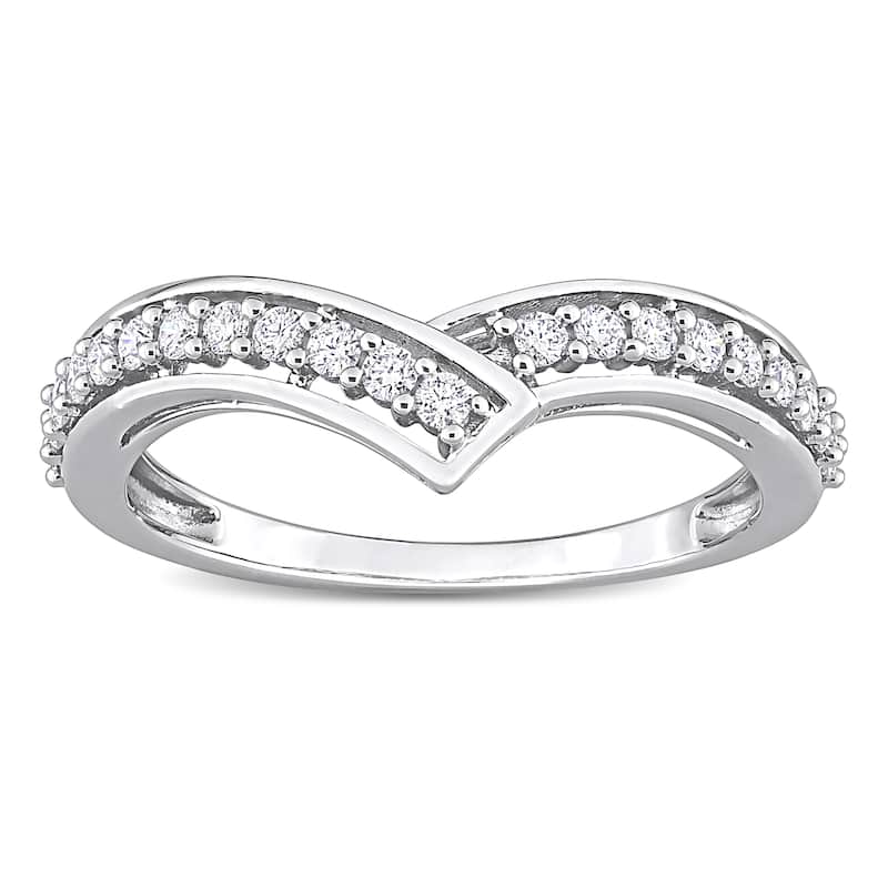 Miadora 1/3ct TDW Diamond Contour Stackable Anniversary Wedding band in 10k White Gold