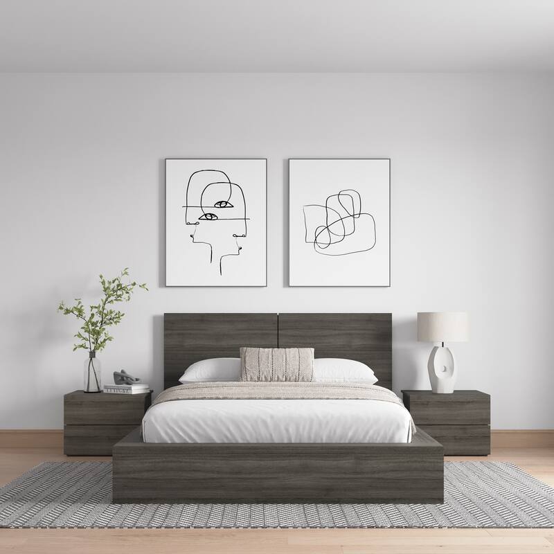 James 4-Piece Bedroom Set with Bed, Headboard, and 2 Nightstands
