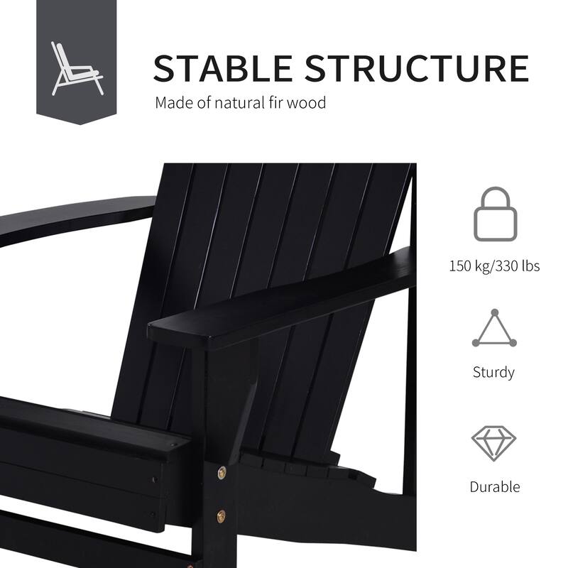 Outsunny Oversized Fir Wood Adirondack Chair with Cup Holder