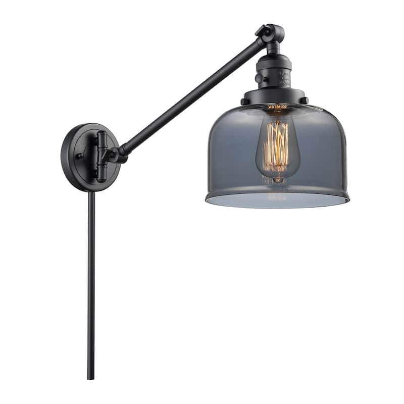 Innovations Lighting Large Bell Single Light 25" Tall Wall Sconce / - Matte Black / Plated Smoked