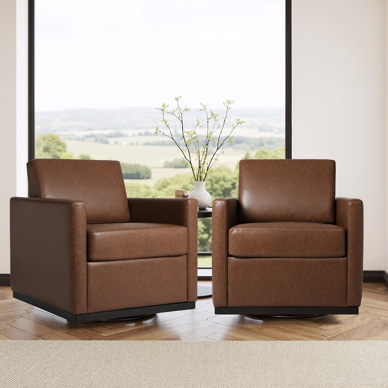 Set of 2 Modern Cozy Swivel Accent Chairs Upholstered Arm Chairs