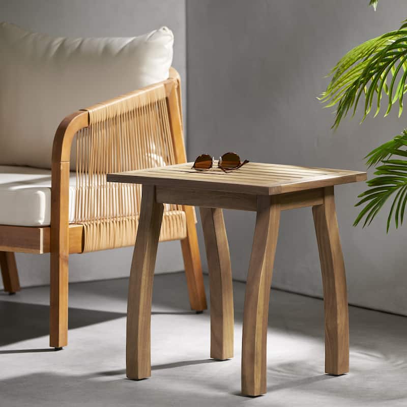 Lucca Outdoor Acacia Wood Side Table by Christopher Knight Home