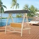 preview thumbnail 6 of 21, MCombo 2-Person Patio Swing Chair, Luxury Outdoor Swing with Wooden Finish Coated Seat, Poolside 4458 - N/A