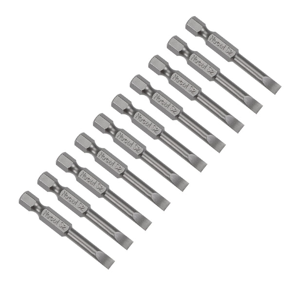 10pcs Slotted Bits 1/4 Inch Hex Shank 50mm Length Magnetic Screwdriver SL5