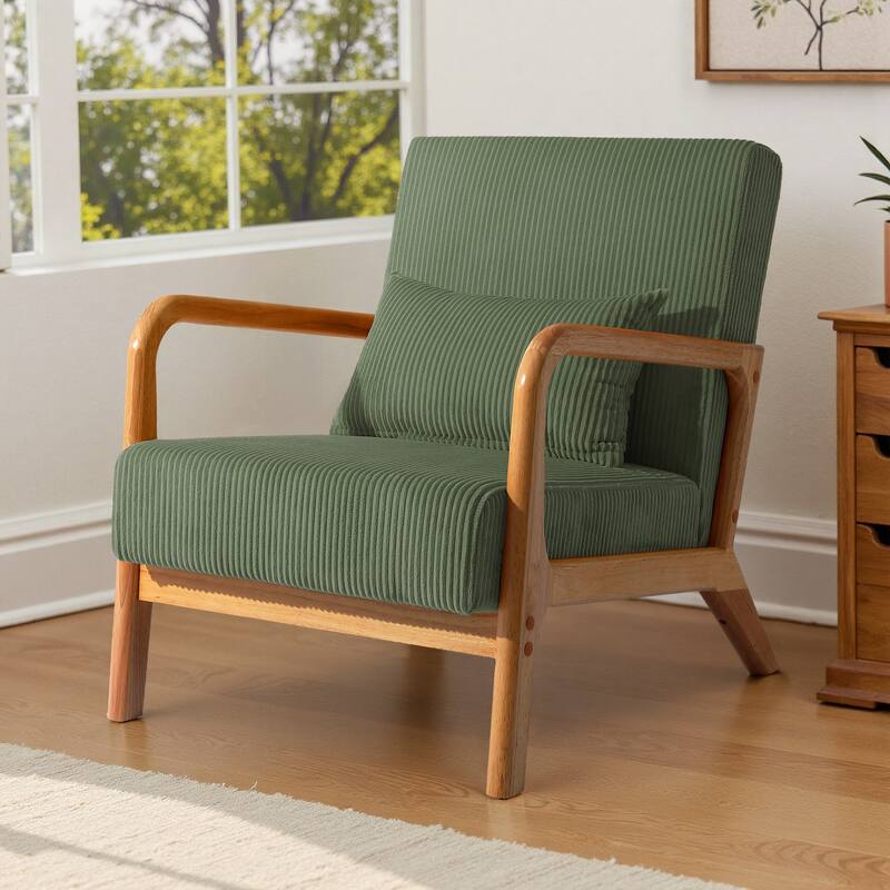 Mid-Century Upholstered Accent Chair with Wood Frame
