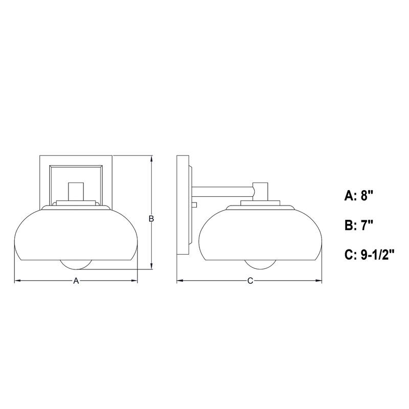 Bathroom Wall Sconce Light - Modern Dome Sconce - Black Brass Wall Lighting Fixture - 7