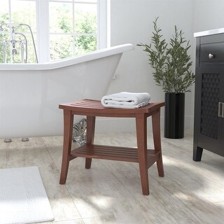 Furniture Preston Shower Wood Vanity Stool Bench - 14"D x 20"W x 17.25 ...