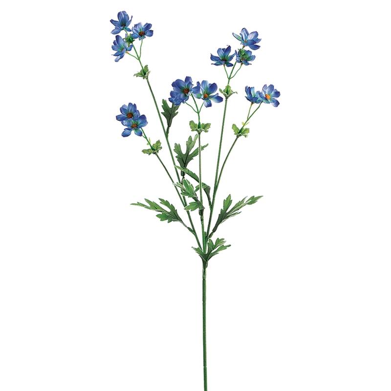Baby Cosmos Artificial Silk Floral Spray - 27.5" - Blue