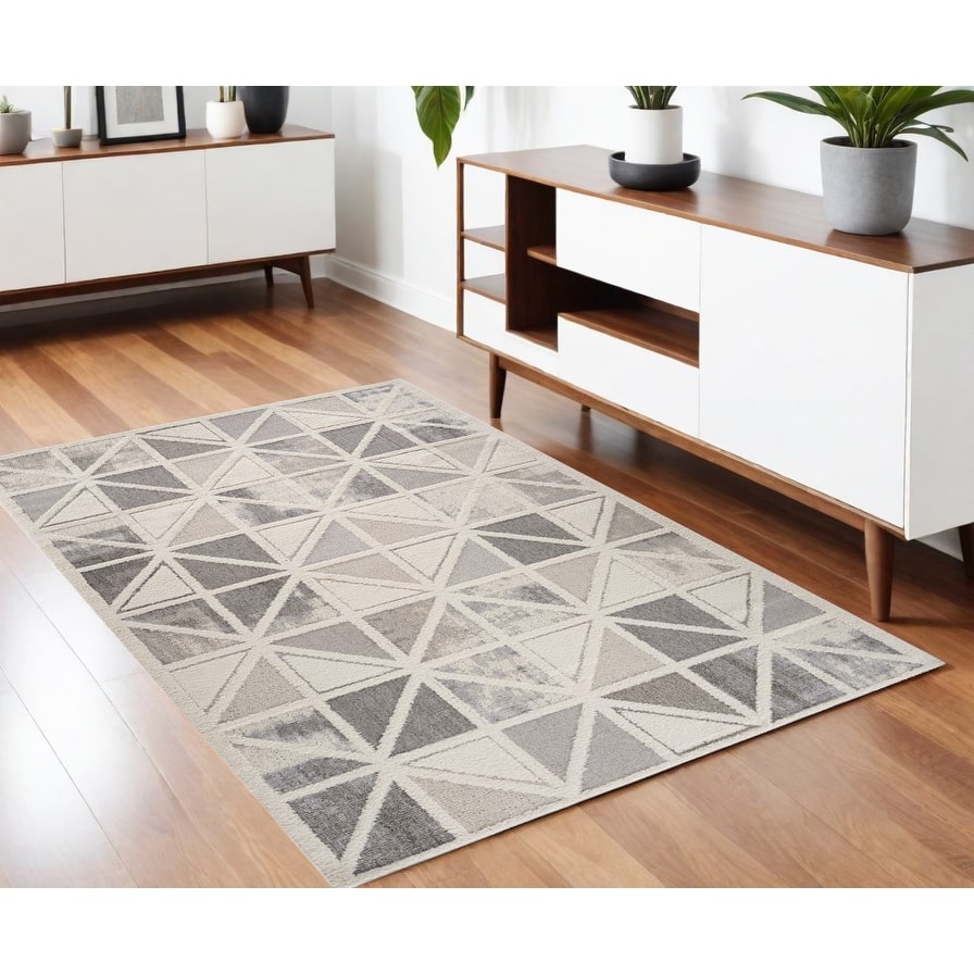 Biwa Distressed Geometric Modern Stain Resistant Woven Durable Area Rug By HomeRoots