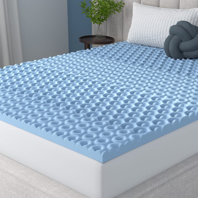 Vibe 2in Cool Pod Convoluted Gel Memory Foam Mattress Topper On Sale