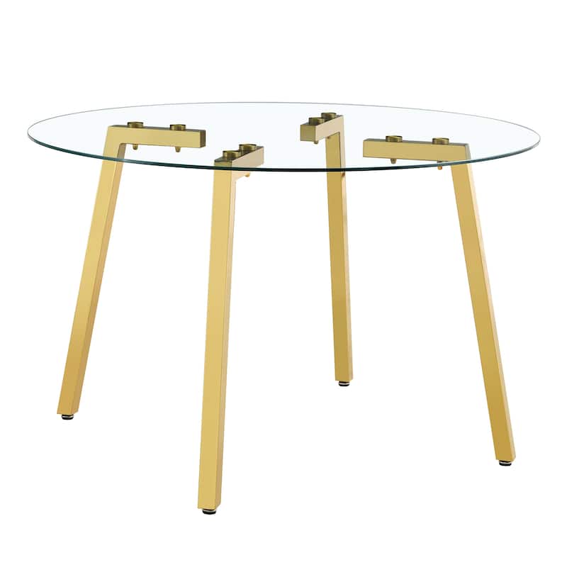 Modern Luxurious Round Tempered Glass Dining Table