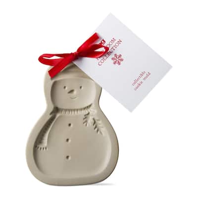 Snowman Heirloom Stoneware Cookie Mold Stamp Decoration, Dishwasher Safe