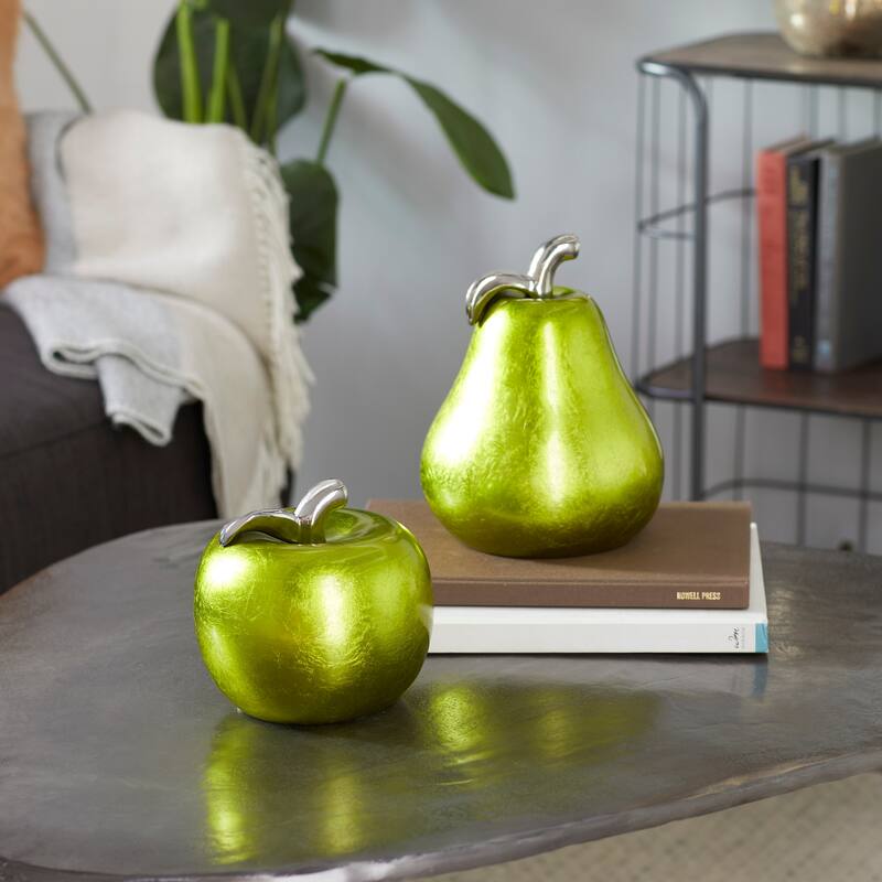 Copper Grove Kitty Red Ceramic Pear and Apple (Set of 2)