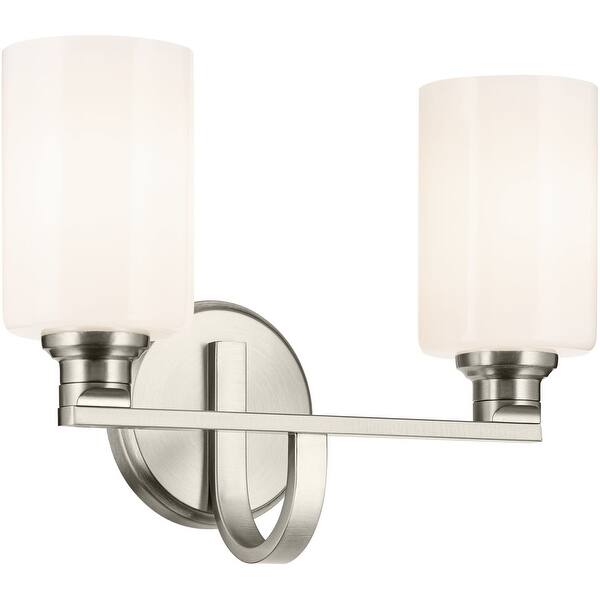 slide 2 of 11, Kichler 55225 Gioe 2 Light 14" Wide Vanity Light with Opal Glass Brushed Nickel