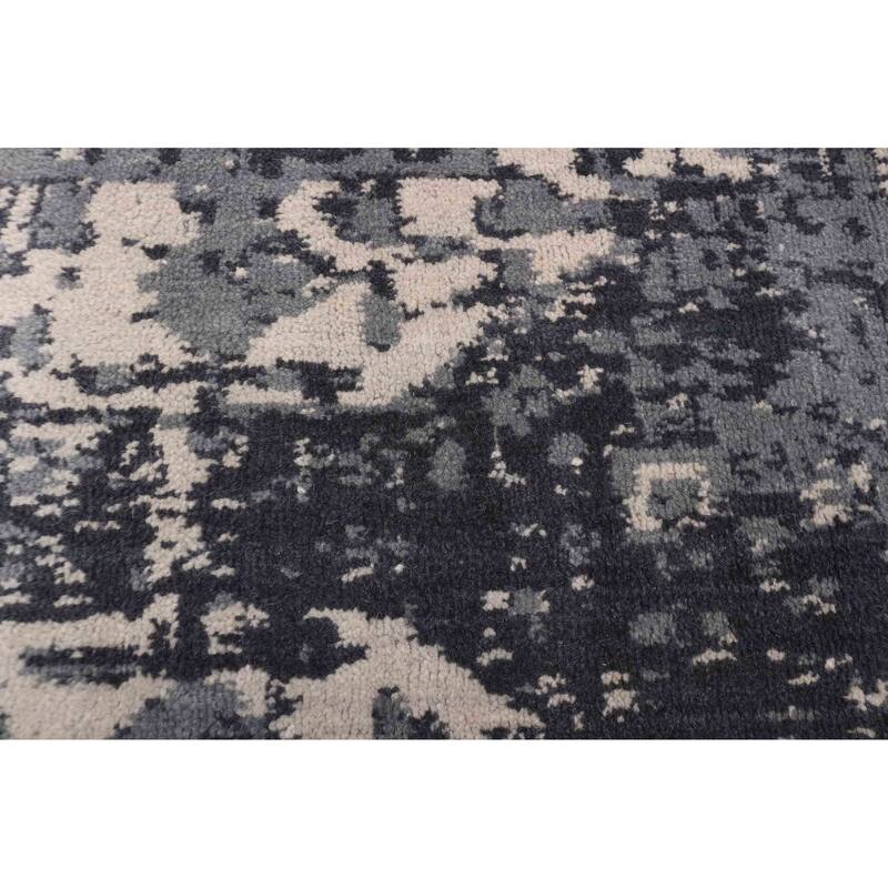 ECARPETGALLERY Hand Loomed Elysian Dark Grey Wool Rug - 5'0 x 7'11