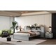 preview thumbnail 7 of 22, Full Size Platform Bed with Storage Headboard, Kids Bed Frame with 3-built-in shelves & 2-side lockers for Bedroom, Grey